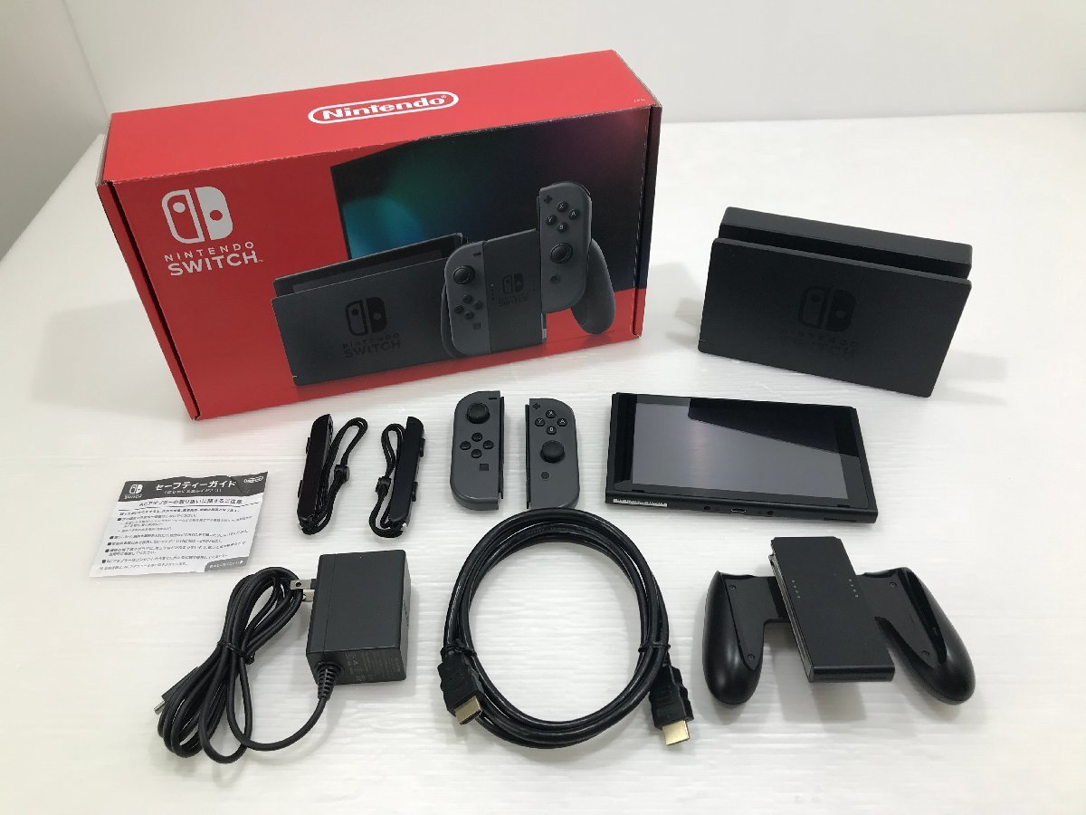 【TAG・中古】(1)★1円～ ★Nintendo Switch本体 新モデル グレー ★動作確認済み ★欠品あり ★保証印期限切れ　034-231214-YK-07-TAG