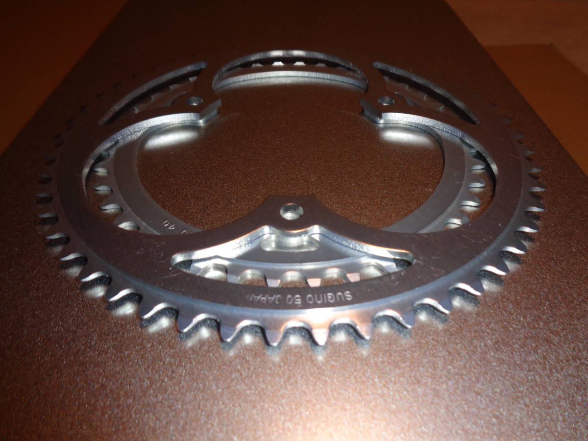 SUGINO スギノ ３ピンアダプター用、 マキシイⅡ３アームクランク用 リング　Cパターン（ルネパターン）５０T＆４０T 薄歯 【未使用品】