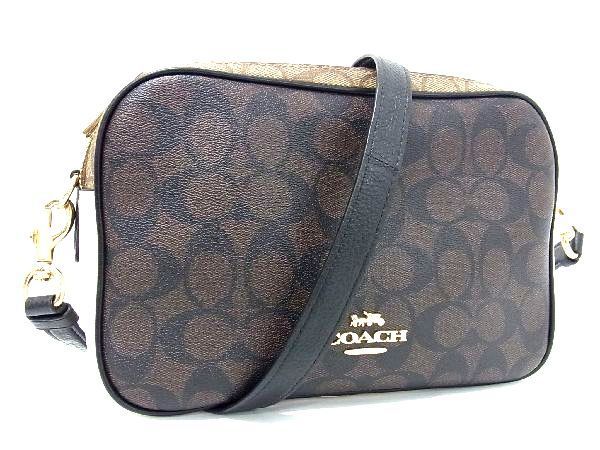 1円 ■極美品■ COACH コーチ C1767 シグネチャー PVC×レザー クロスボディ ショルダーバッグ 斜め掛け レディース ブラウン系 AT5011