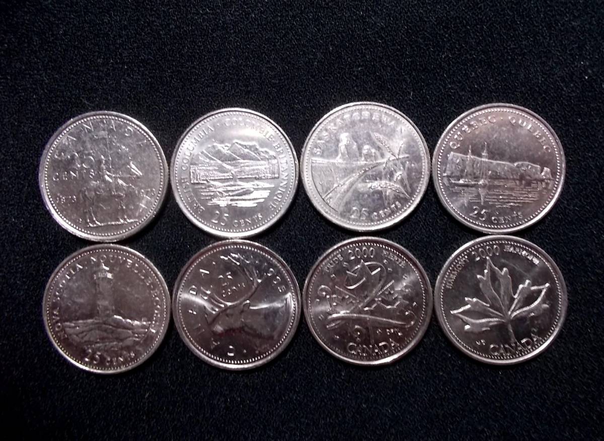 流通 記念硬貨 25セント(25¢)ミレニアムコイン8種類セット☆C$2(CAD