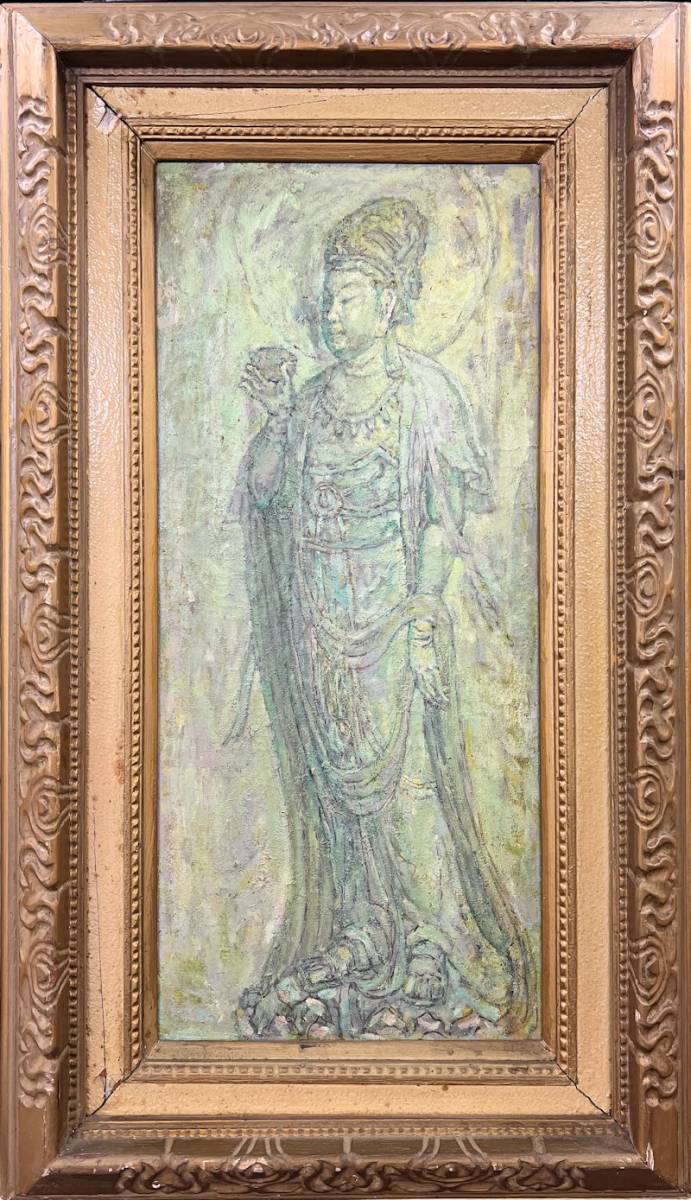 【FCP】 真作保証 李得賛 韓国油彩画２０号変 「仏像」※大型作品 韓国美術協会会員 国展内閣首班賞受賞 国展文教部長官受賞 個展開催多数