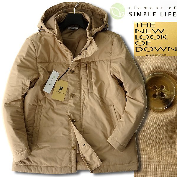 新品 シンプルライフ 秋冬 THINDOWN フード ダウンジャケット M 【J57980】 SIMPLE LIFE ブルゾン メンズ 保温性抜群 タフタ コート