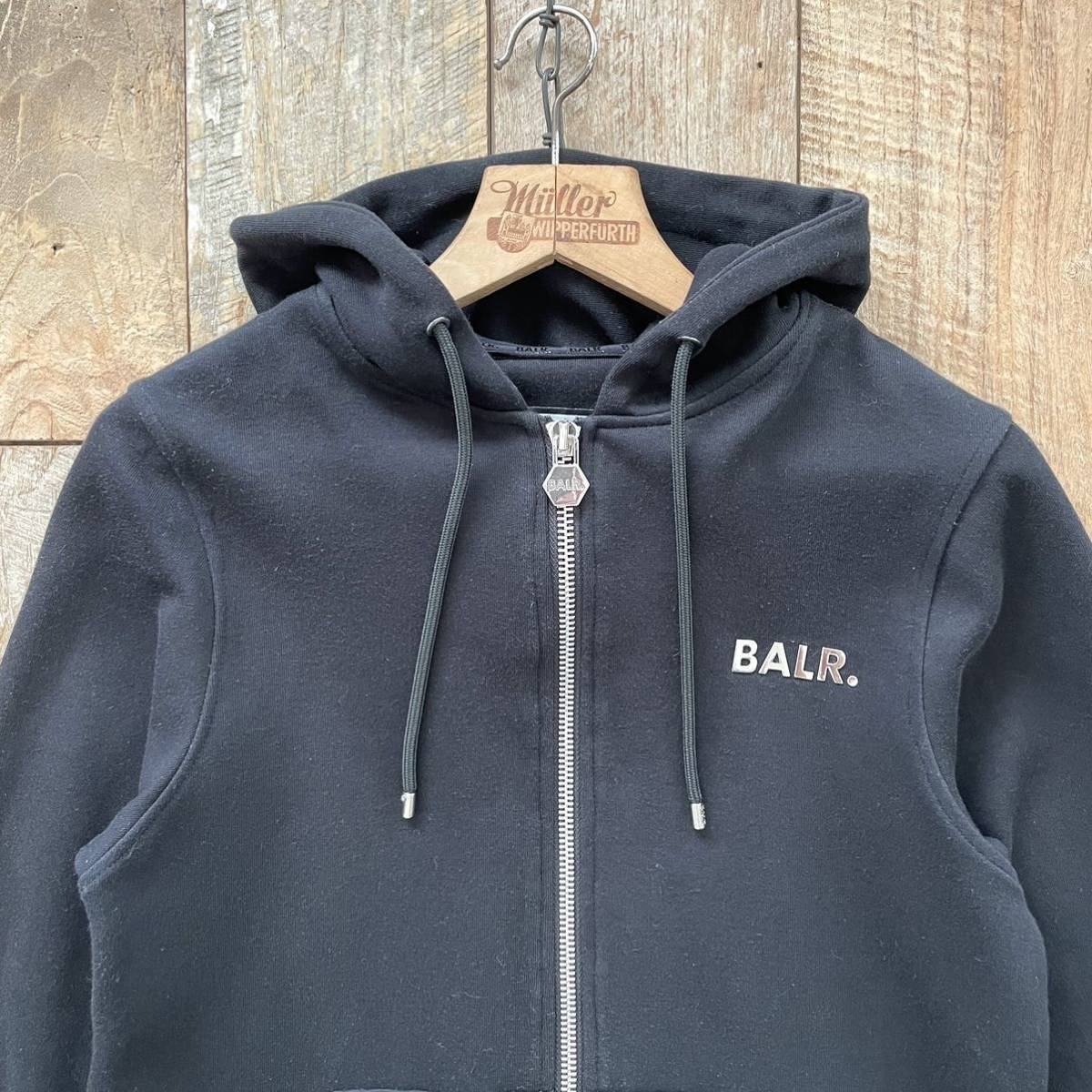美品】BALR. ボーラー メタルロゴ ジップアップ スウェット パーカー S 