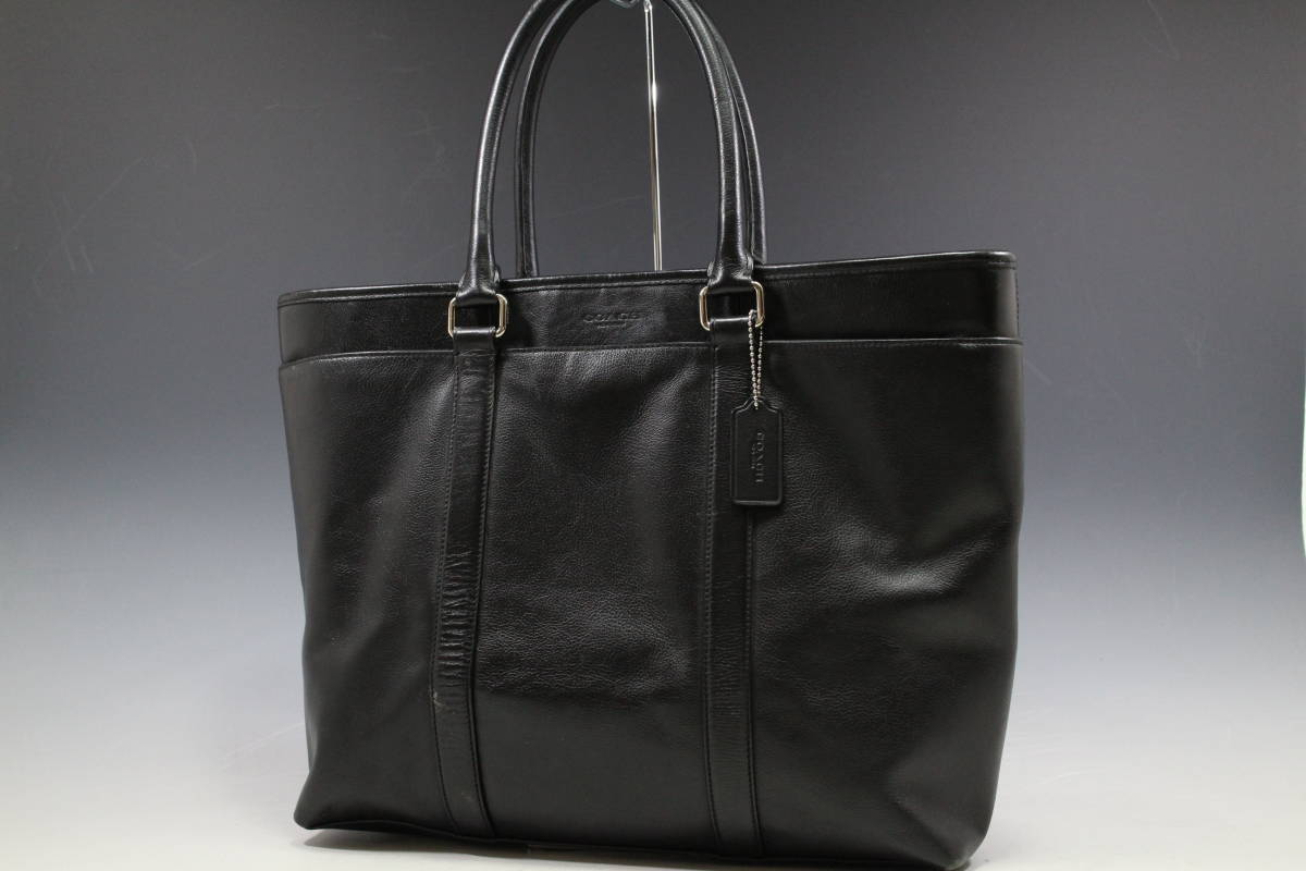 1円〜【コーチ/COACH本物】トートバッグ/レザー/ブラック【B235M