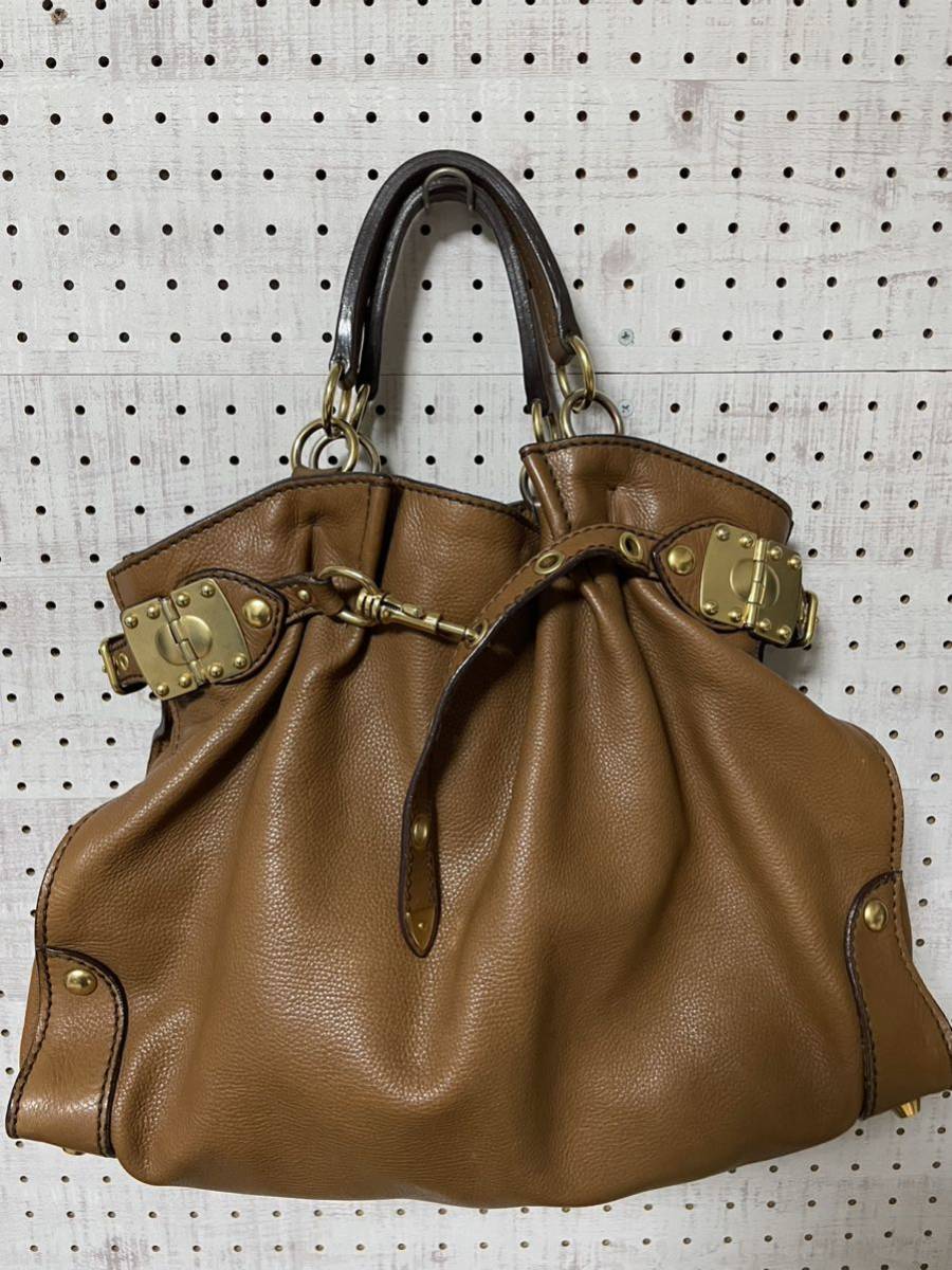 MIU MIUミュウミュウレザートートバッグ ブラウン 革 レザー ハンドバッグ 