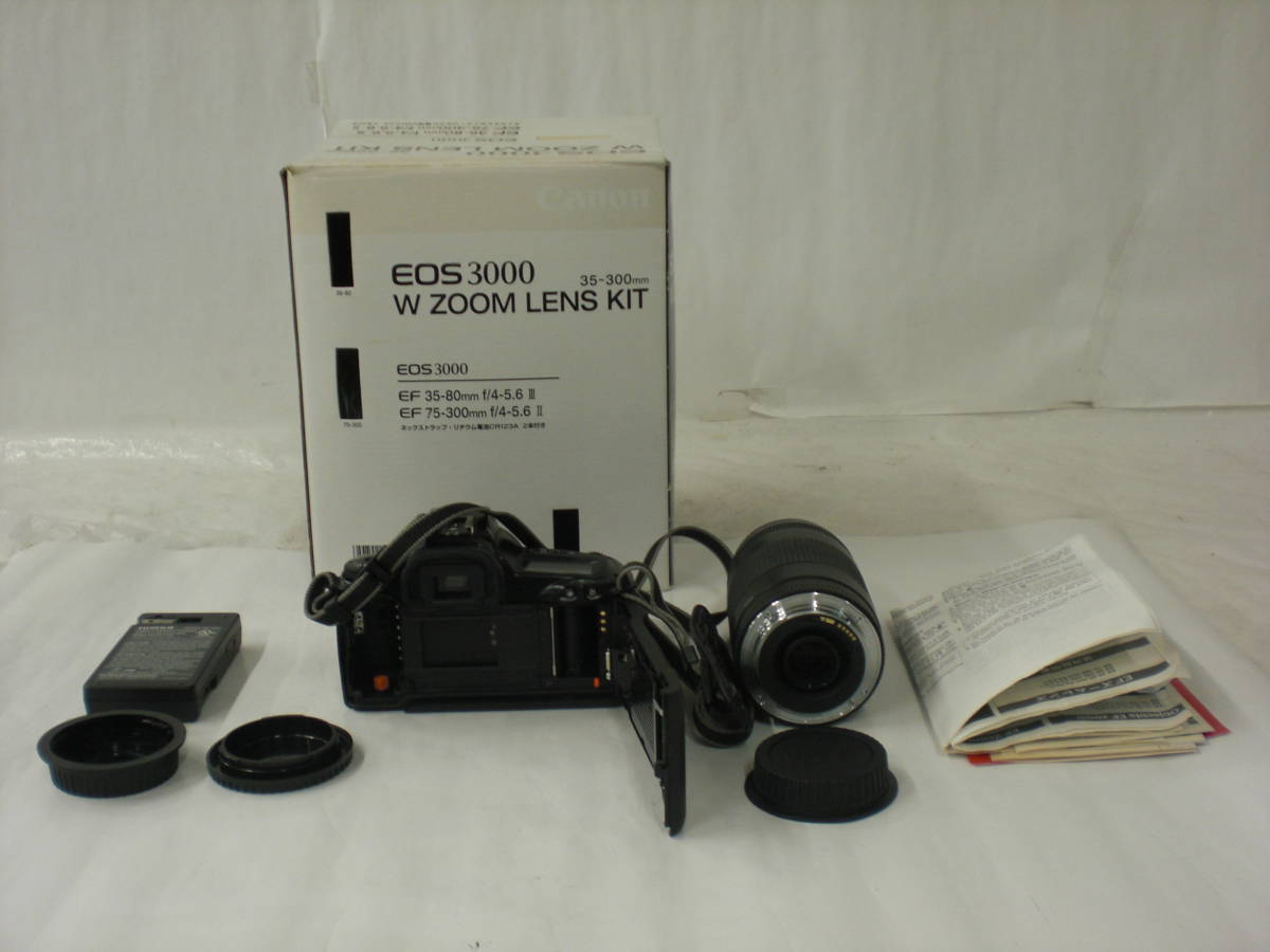 カ/Canon/キャノン/EOS3000/フィルムカメラ/ブラック/W ZOOM LENZ KIT/EF35-80mm/FE75-300mm ...