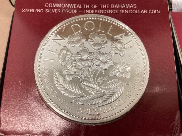 1974年版 バハマ連邦公式 プルーフ 銀貨 バハマ諸島 1974-75年 9種