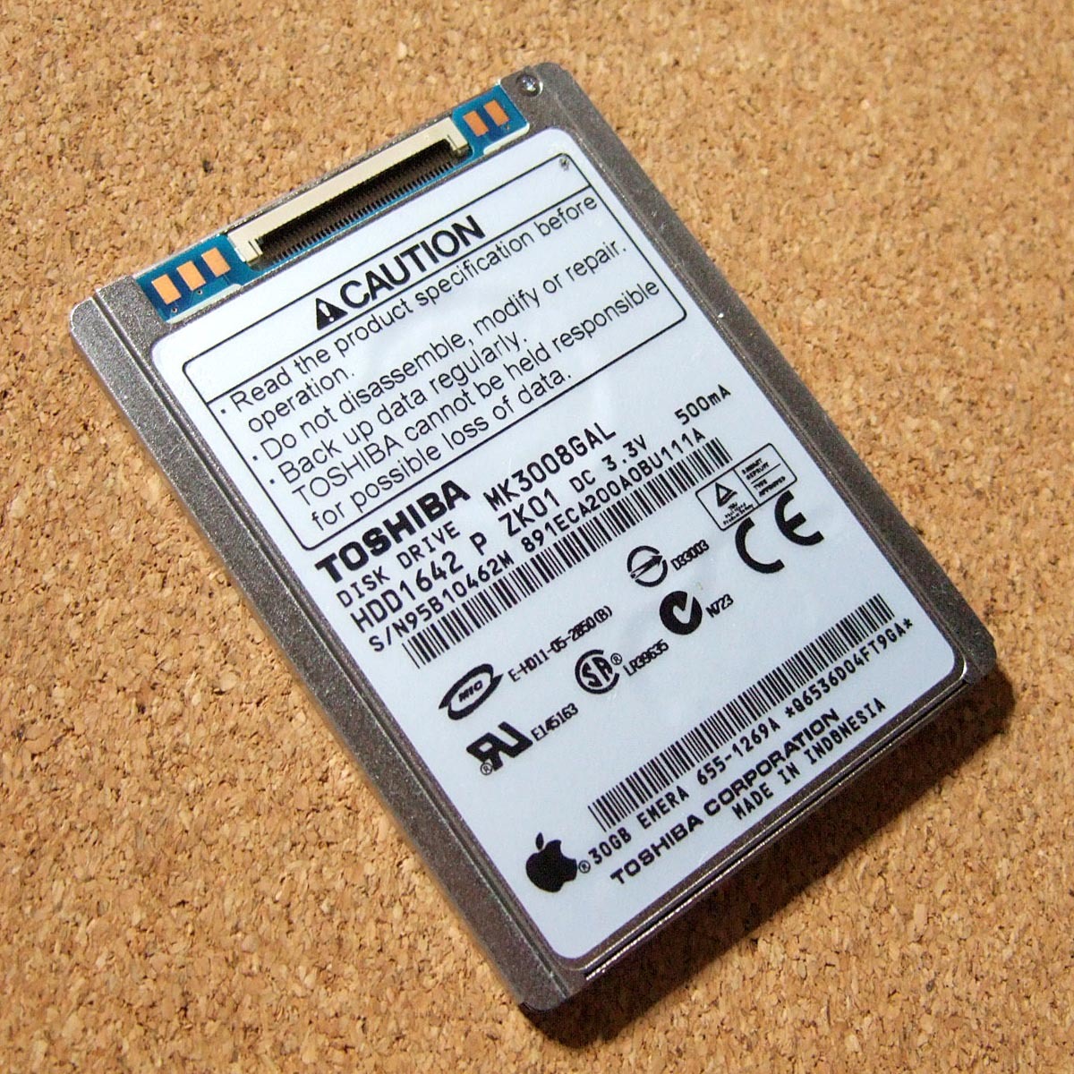 30GB・ZIF・HDD／アップルマーク付き iPod A1136 クラシック第5世代用