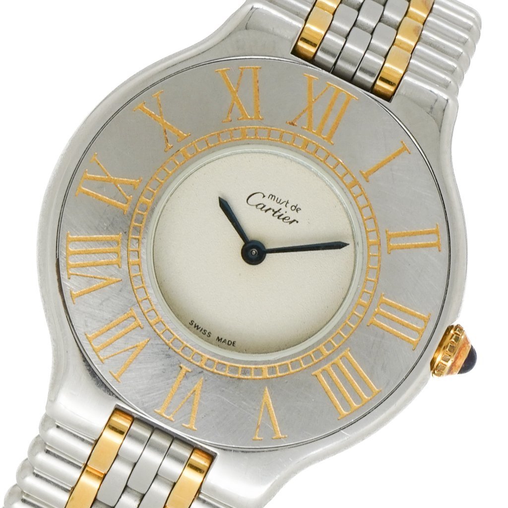 1円 稼働 コマ3付 Cartier カルティエ マスト21 ヴァンティアン QZ 
