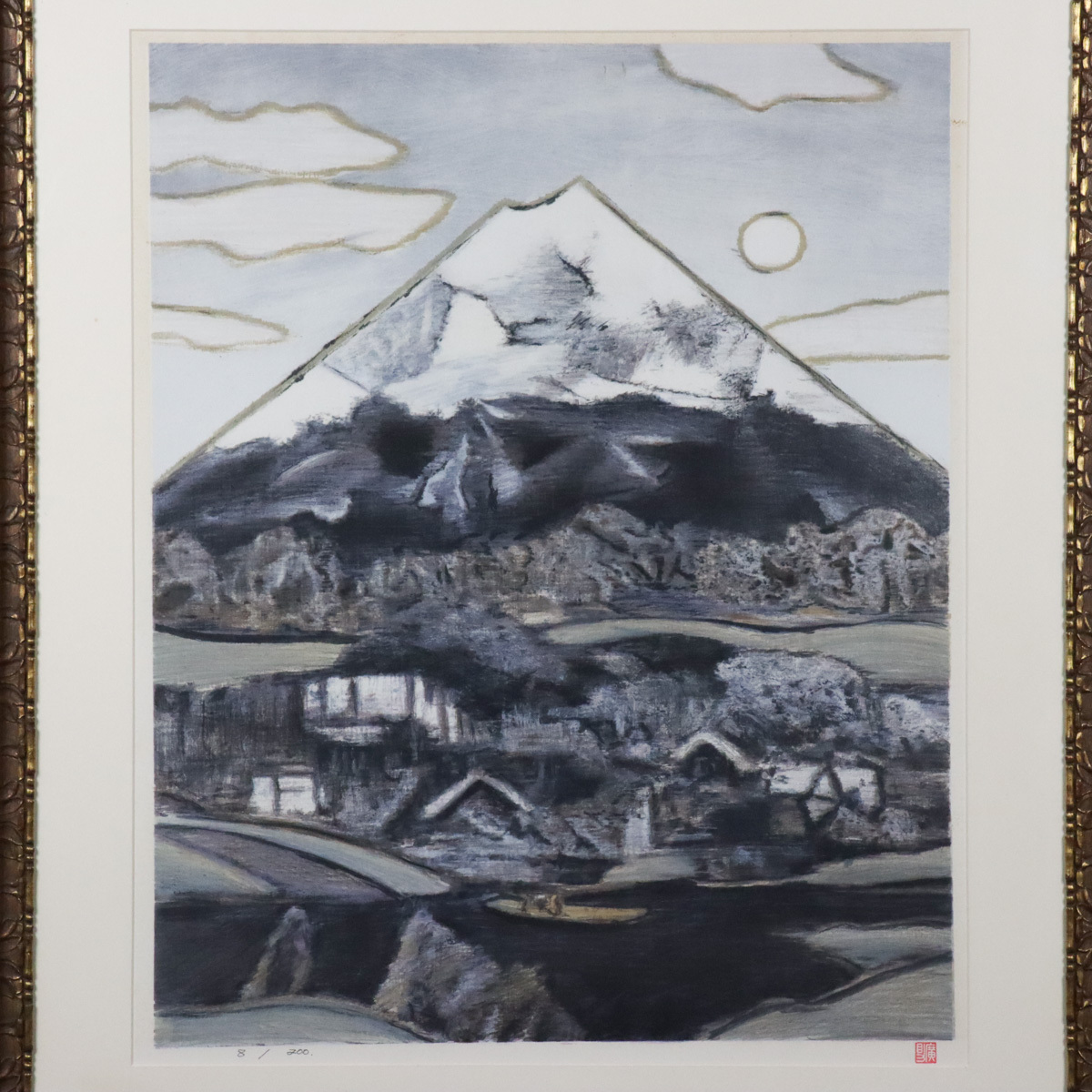 宙】真作保証 田崎広助(田崎廣助)「富士山」大判 リトグラフ 8/200