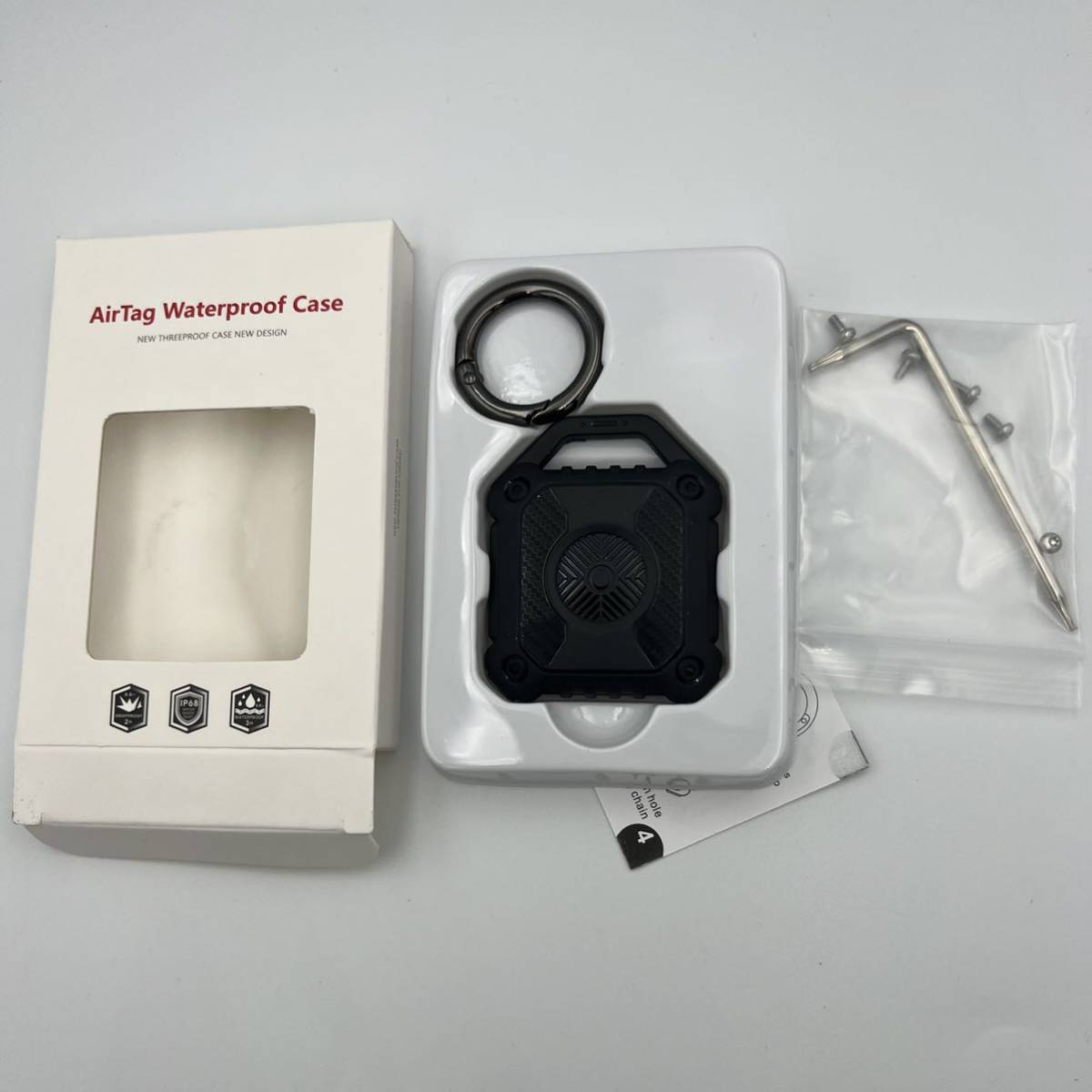 AirTag ケース 1個アップル エアタグ用防水版 衝撃吸収 全面保護 キズ、落下防止 紛失防止 カラビナ付き AirTagカバー_8