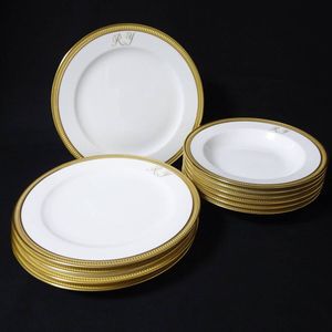 大倉陶園加山又造千羽鶴1990 鳳琳洋食器フィッシュプレート6枚セット