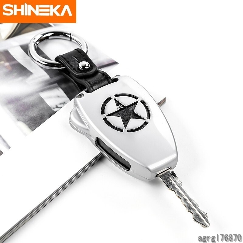 バワ車 キーケース カバー シェルジープ ラングラー jk 2008-2017 黒 キーチェーン リング ジープ コンパ_1