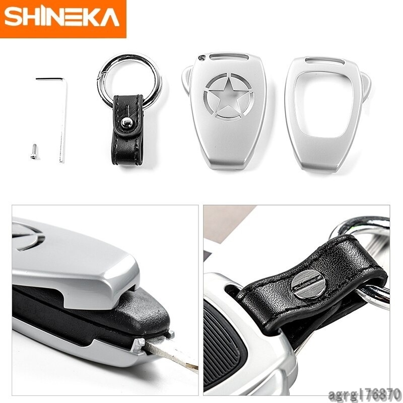 バワ車 キーケース カバー シェルジープ ラングラー jk 2008-2017 黒 キーチェーン リング ジープ コンパ_3