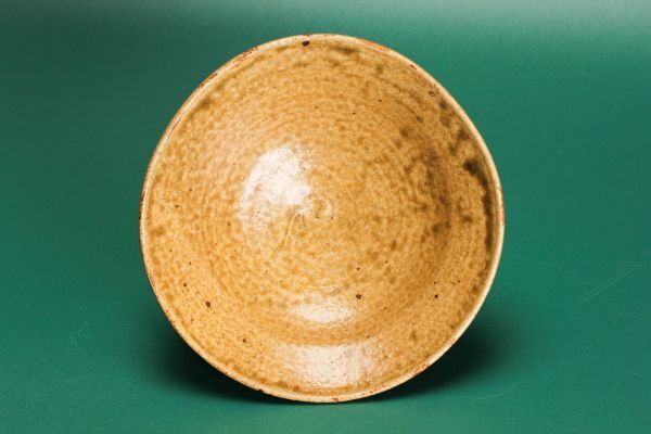 加藤春二 銘『編笠』黄瀬戸平茶碗 共箱 共布 栞 茶道具 本物保証(黄