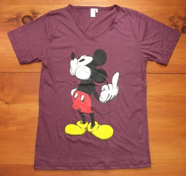 ミッキーマウス Fuck ファック プリントtシャツ 赤茶 イラスト キャラクター 売買されたオークション情報 Yahooの商品情報をアーカイブ公開 オークファン Aucfan Com