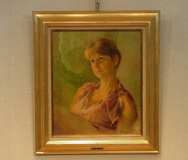 山田潔 【金髪の女性】 F8号 肖像美術協会長 油彩画 油絵◇額(人物画