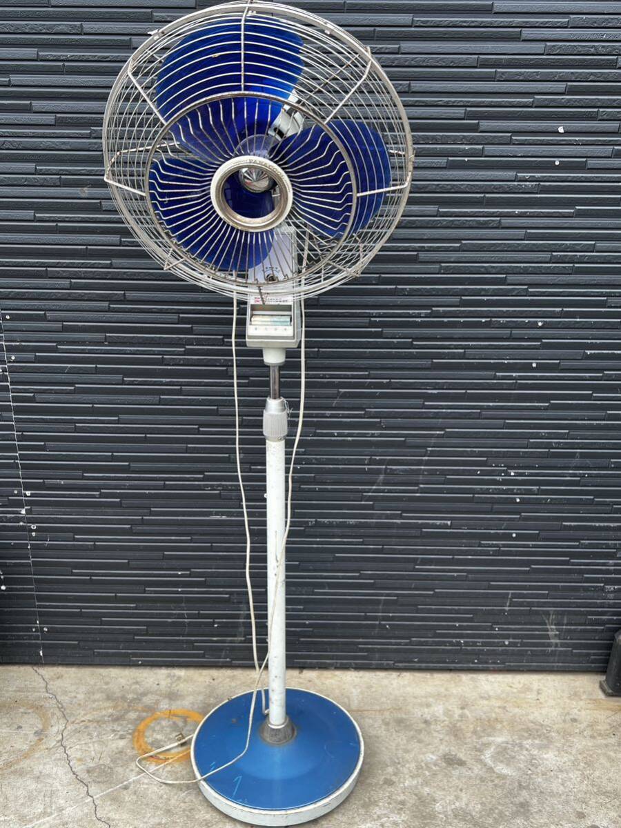 AK8134●昭和レトロ NATIONAL ナショナル F-40WR 大型 扇風機 ファン ３枚羽根 ブルー 40cm 当時物 ELECTRIC FAN　通電不可　現状渡し_1