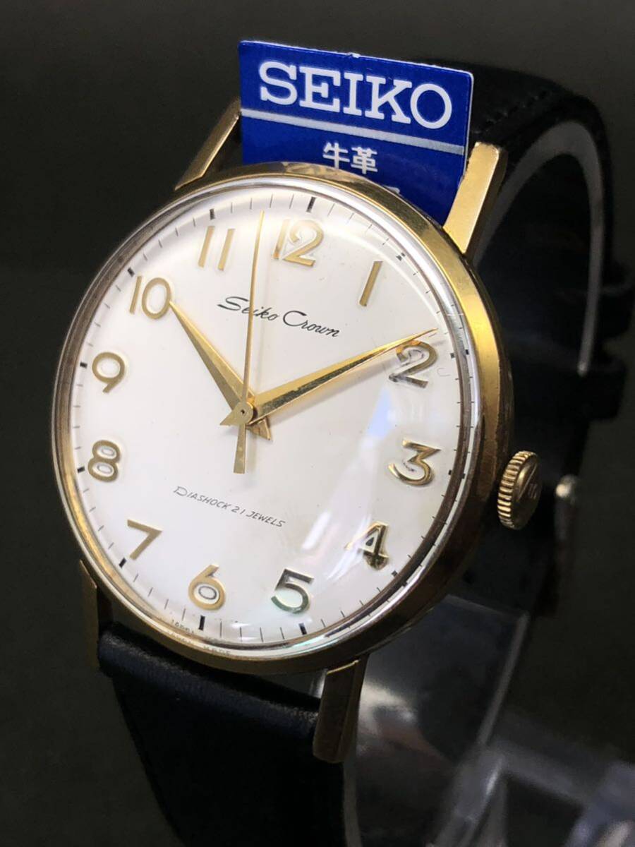 【超希少・美品】 SEIKOクラウン 純正尾錠 極希少/良品◇セイコー【クラウン/全アラビア数字】当時物SEIKO純正