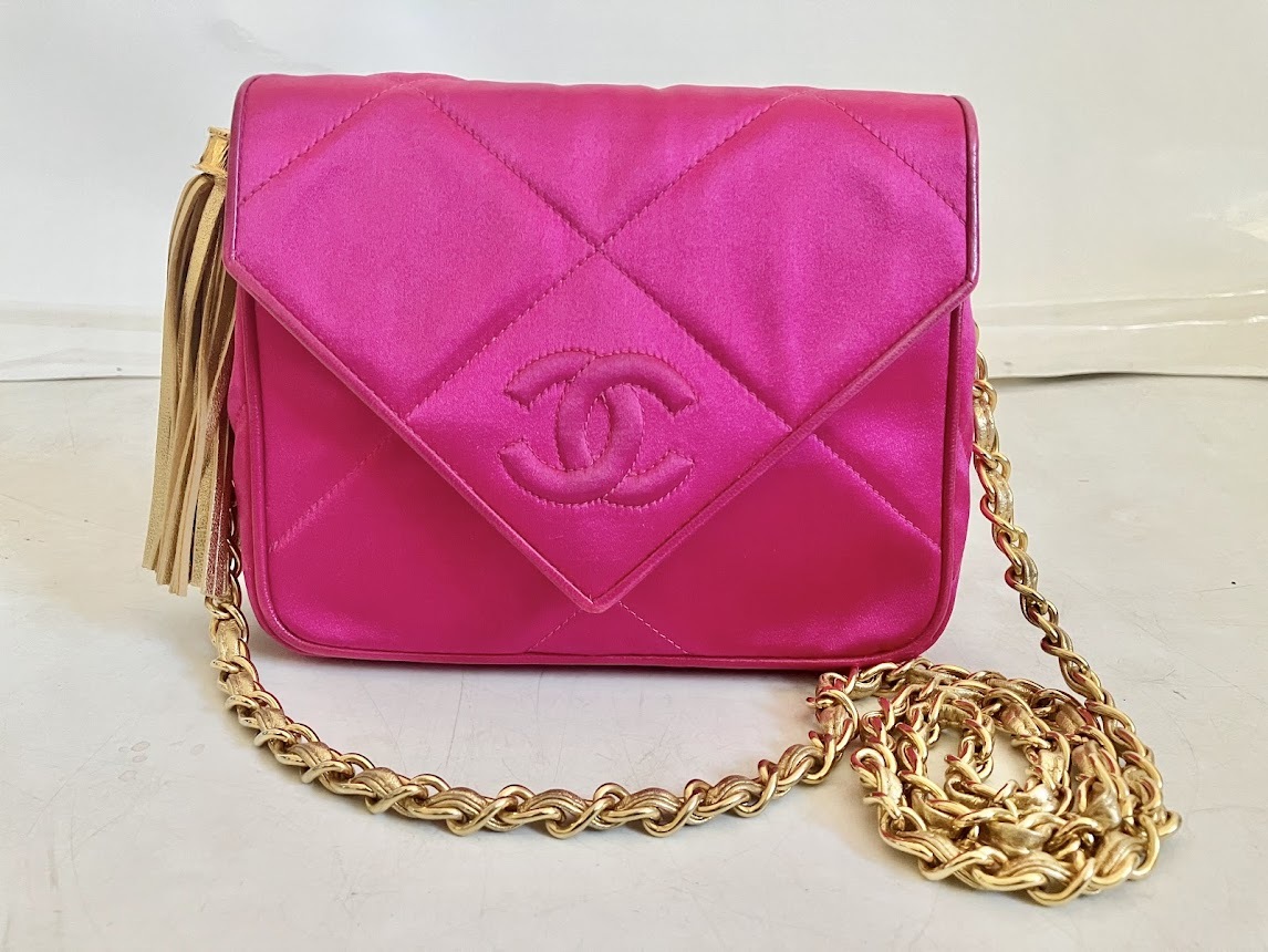 美品 希少 CHANEL シャネル ココマーク マトラッセ サテン フリンジ