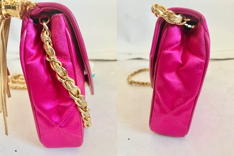 美品 希少 CHANEL シャネル ココマーク マトラッセ サテン フリンジ
