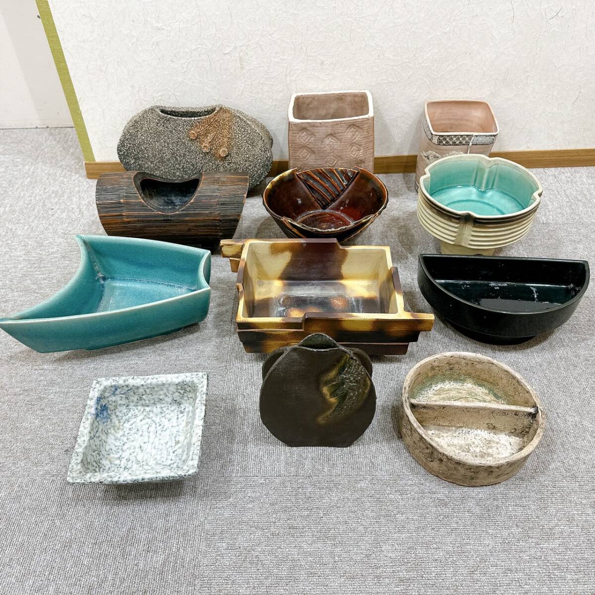 TOA-0826.3-603】1円～ 陶器 まとめ 大量 花瓶 花器 変形花器 水盤 花