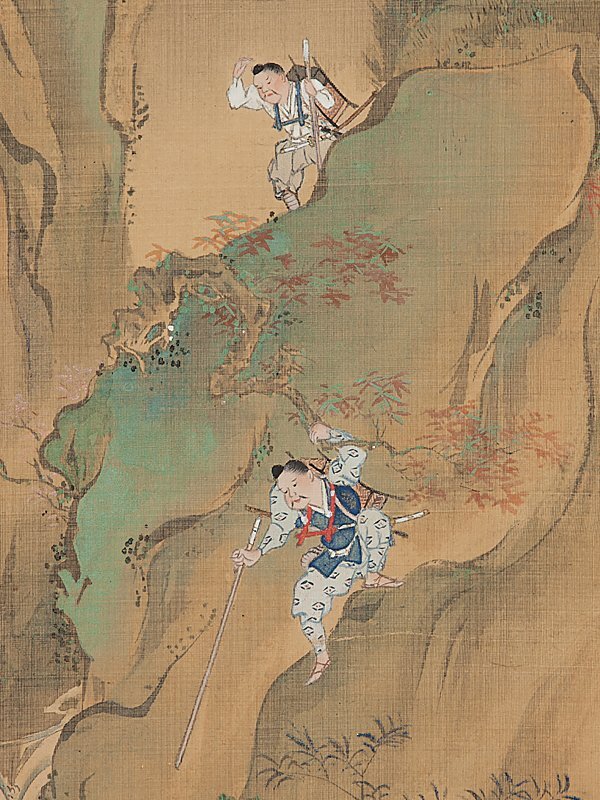 五】水上景邨 『大江山図』 絹本 彩色 掛軸 箱付(山水、風月)｜売買
