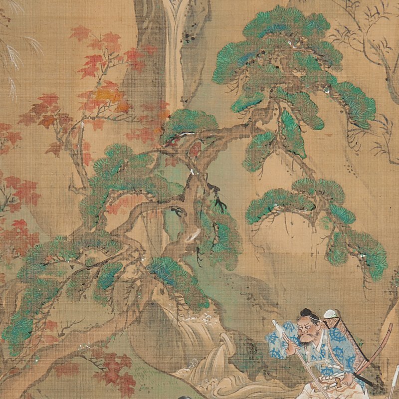 五】水上景邨 『大江山図』 絹本 彩色 掛軸 箱付(山水、風月)｜売買