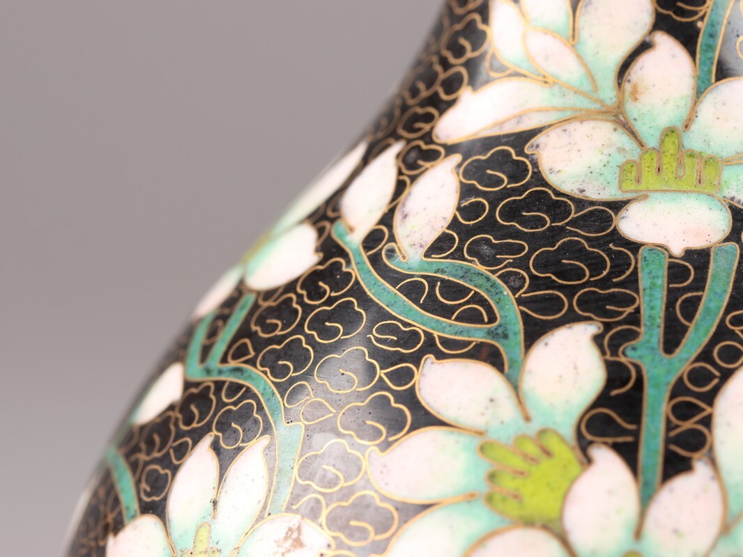中国古玩 唐物 古七宝 七宝焼 花瓶 時代物 極上品 初だし品 C8779(銅製