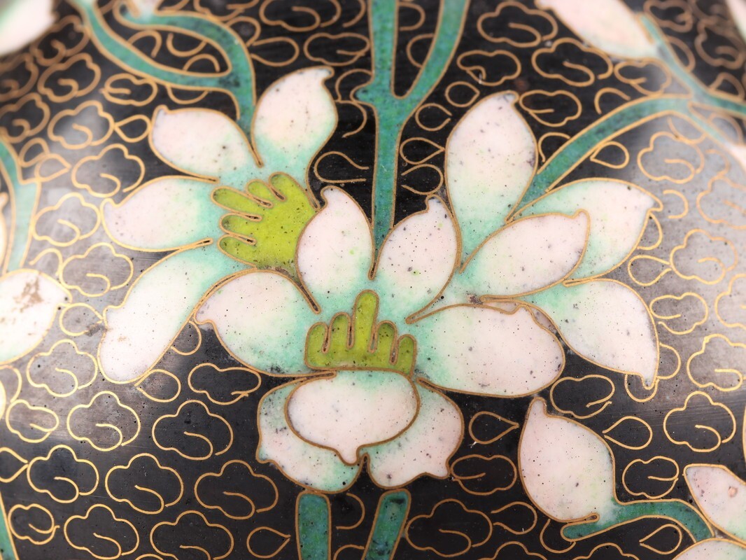 中国古玩 唐物 古七宝 七宝焼 花瓶 時代物 極上品 初だし品 C8779(銅製