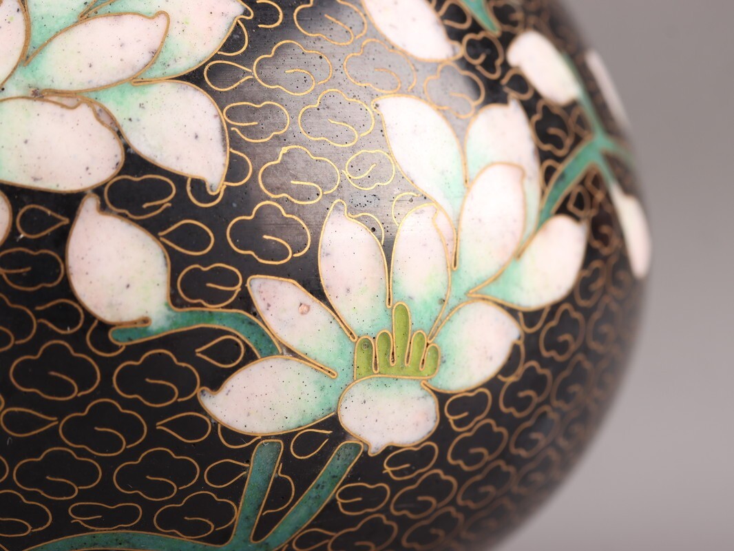 中国古玩 唐物 古七宝 七宝焼 花瓶 時代物 極上品 初だし品 C8779(銅製