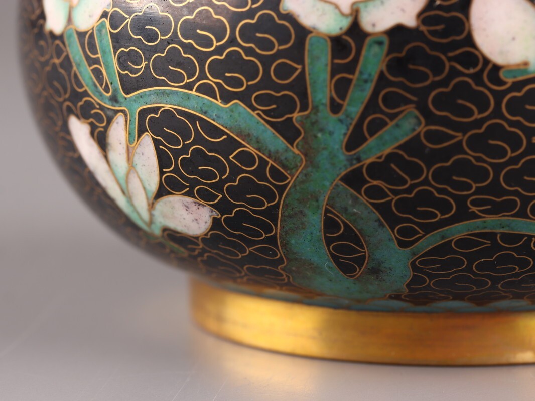 中国古玩 唐物 古七宝 七宝焼 花瓶 時代物 極上品 初だし品 C8779(銅製