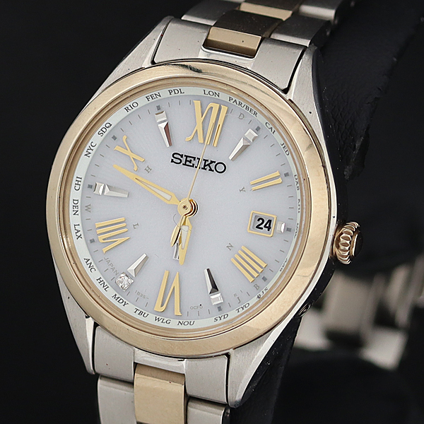 1円 稼働 良品 セイコー ルキア 1B35-0AW0 電波ソーラー 白文字盤