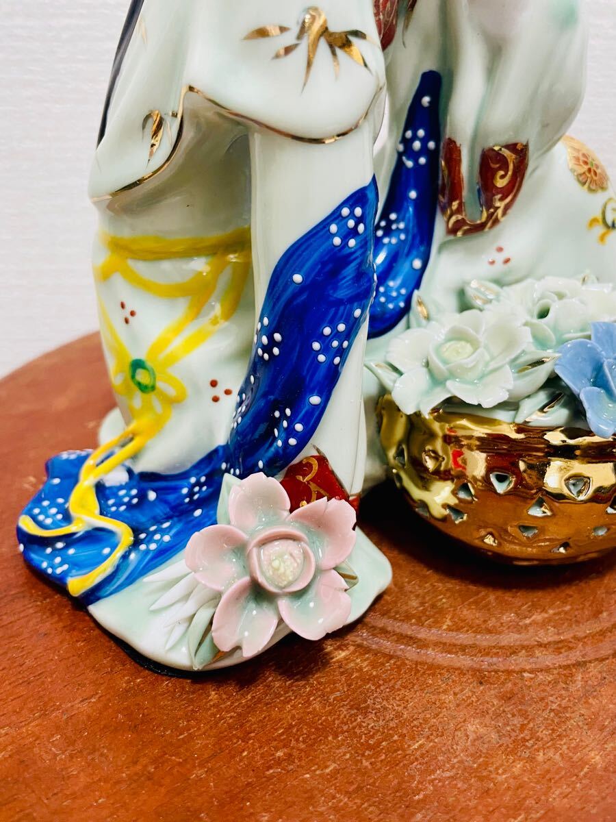 自宅保管品】中国陶器/芸者/高さ約20cm/人形 女性像/インテリア/美品