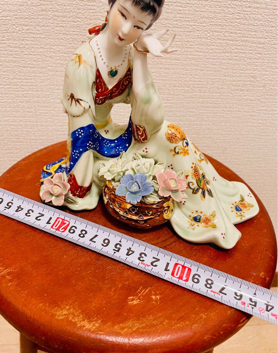 自宅保管品】中国陶器/芸者/高さ約20cm/人形 女性像/インテリア/美品