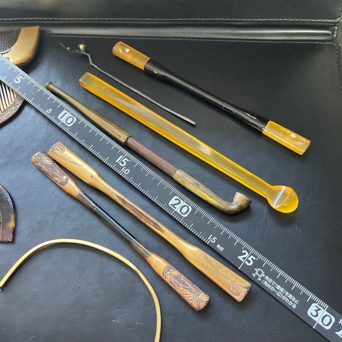 和骨董品 櫛＆かんざし セット アンティーク鼈甲細工 希少装飾品 昔の