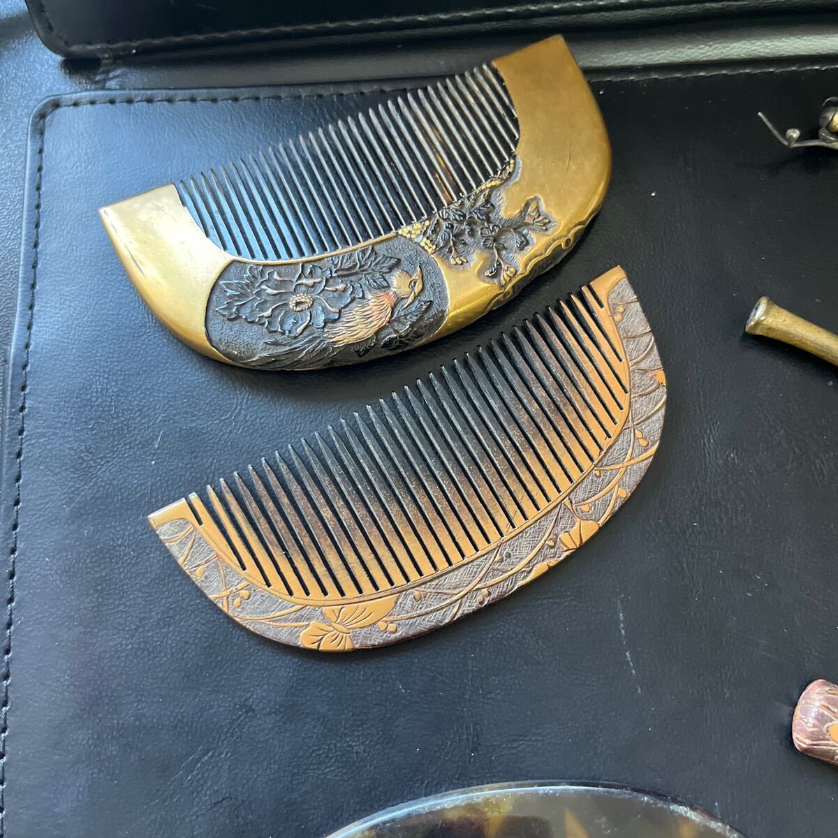 和骨董品 櫛＆かんざし セット アンティーク鼈甲細工 希少装飾品 昔の