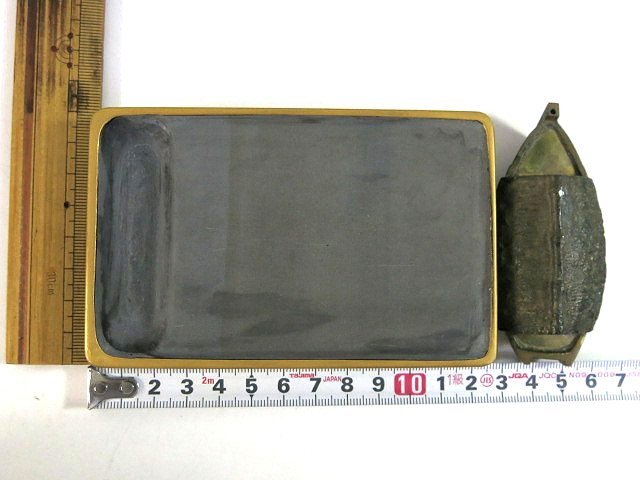 W696 F 朝鮮美術 李王家美術工場 螺鈿漆器 文箱 硯 水滴 書道具【説明