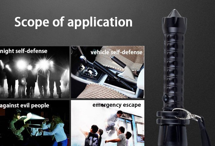 【48時間以内に発送】 多機能 懐中電灯 警棒型LEDライト 警棒 伸縮 特殊警棒 防犯 緊急 ハンディライト 護身用避難 夜間 ブラック 780_4