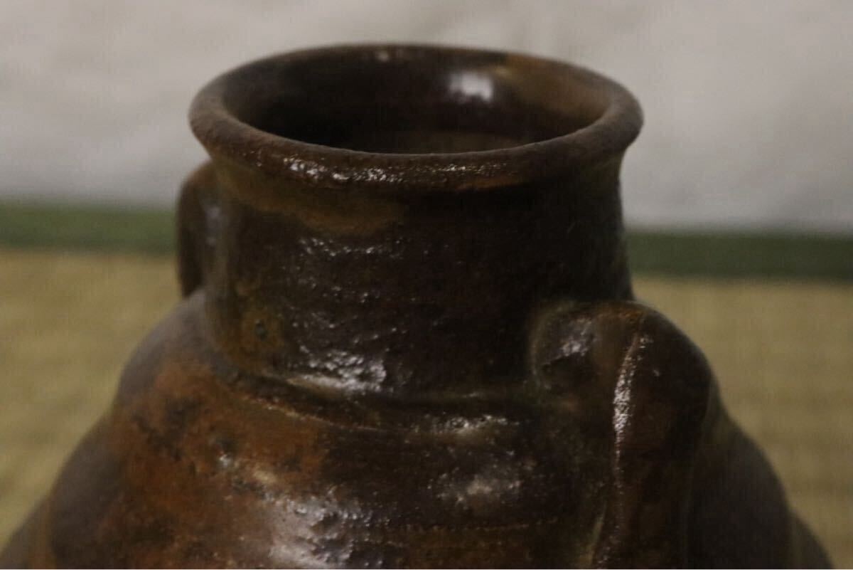 江戸時代前期 遠州七窯 志戸呂焼(古瀬戸)瓢箪耳付茶入 古箱(茶道具