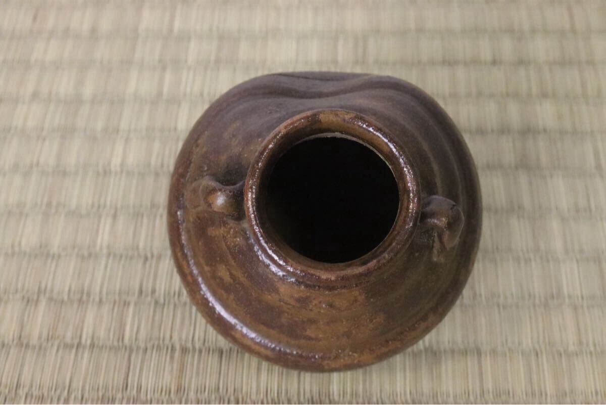 江戸時代前期 遠州七窯 志戸呂焼(古瀬戸)瓢箪耳付茶入 古箱(茶道具