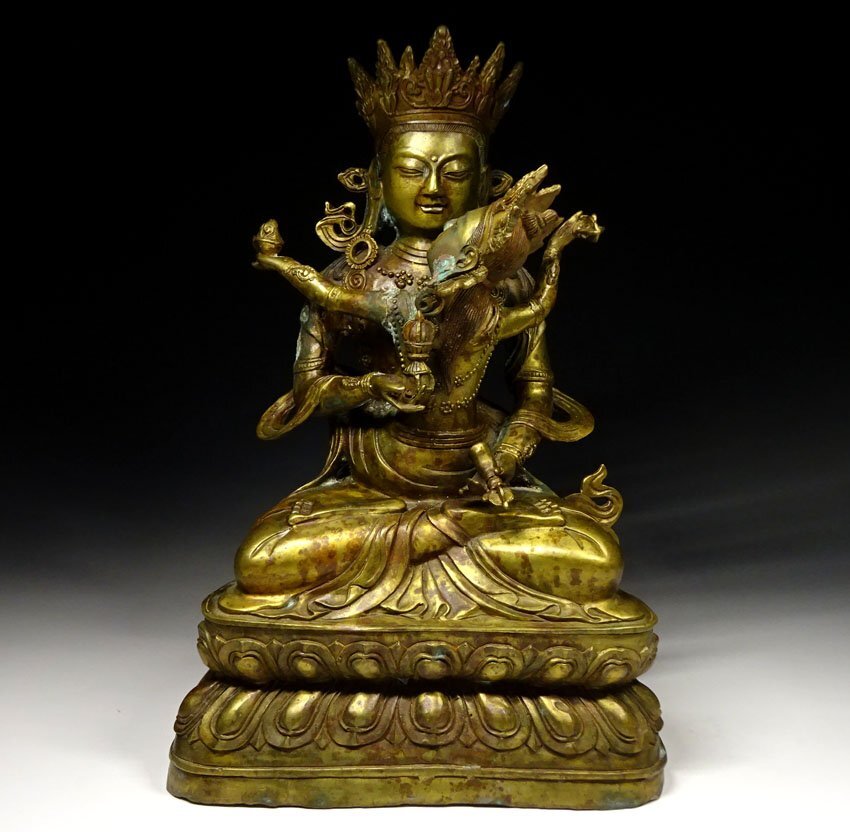 緑屋c□ 中国古玩 古銅 歓喜天 チベット仏 釈迦如来像 仏像 仏教美術