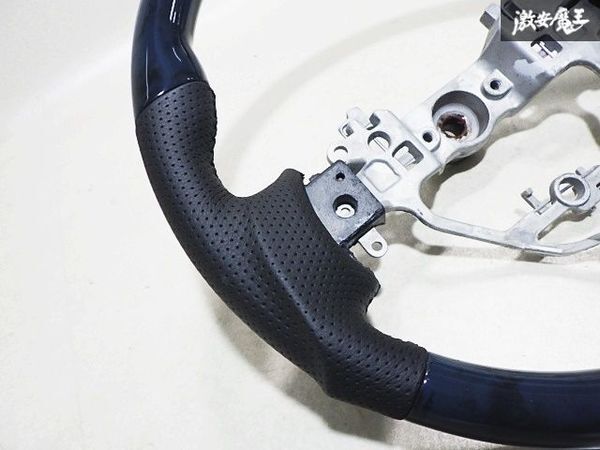★未使用★ DA17W エブリィワゴン エブリーワゴン パンチングレザー ウッドコンビ ステアリング ハンドル ガングリップ 黒木目調 約37φ_3