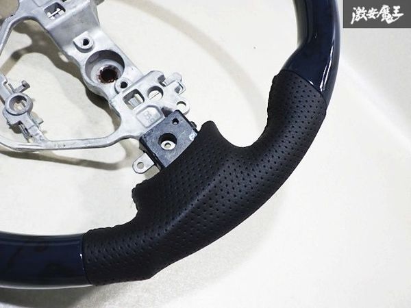 ★未使用★ DA17W エブリィワゴン エブリーワゴン パンチングレザー ウッドコンビ ステアリング ハンドル ガングリップ 黒木目調 約37φ_4