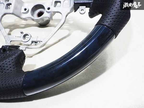 ★未使用★ DA17W エブリィワゴン エブリーワゴン パンチングレザー ウッドコンビ ステアリング ハンドル ガングリップ 黒木目調 約37φ_6