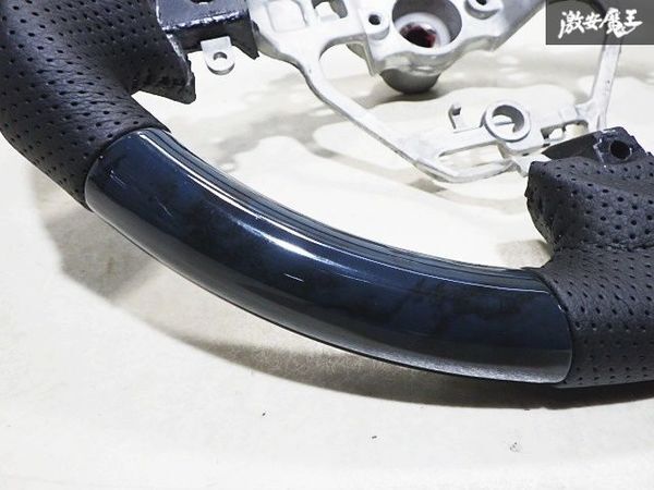 ★未使用★ DA17W エブリィワゴン エブリーワゴン パンチングレザー ウッドコンビ ステアリング ハンドル ガングリップ 黒木目調 約37φ_7