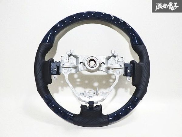 ★未使用★ DA17W エブリィワゴン エブリーワゴン パンチングレザー ウッドコンビ ステアリング ハンドル ガングリップ 黒木目調 約37φ_9