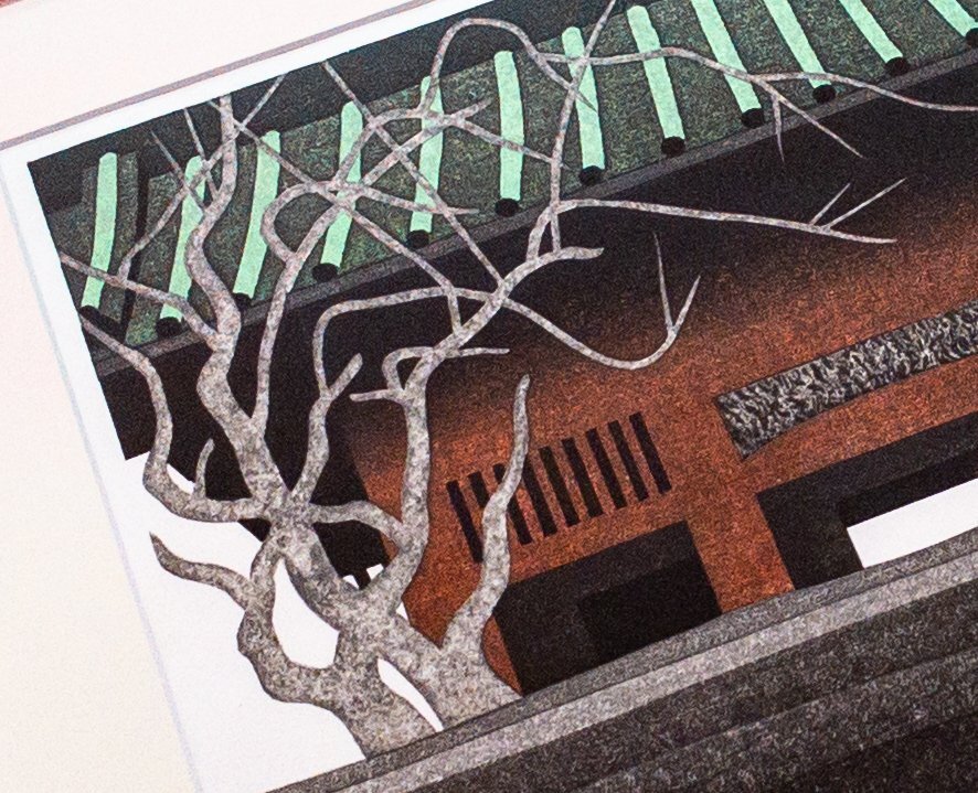 SHIN】斎藤清 「門 鎌倉 妙本寺（2）」 木版画 1985年 ed.11/130 額装