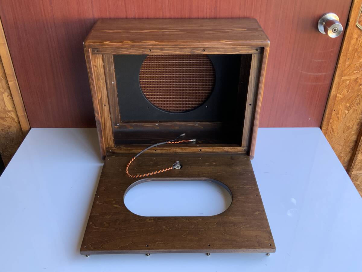 スピーカーキャビネット　１２インチオーバルバック仕様　自作品　チーク色　薄型D214_4