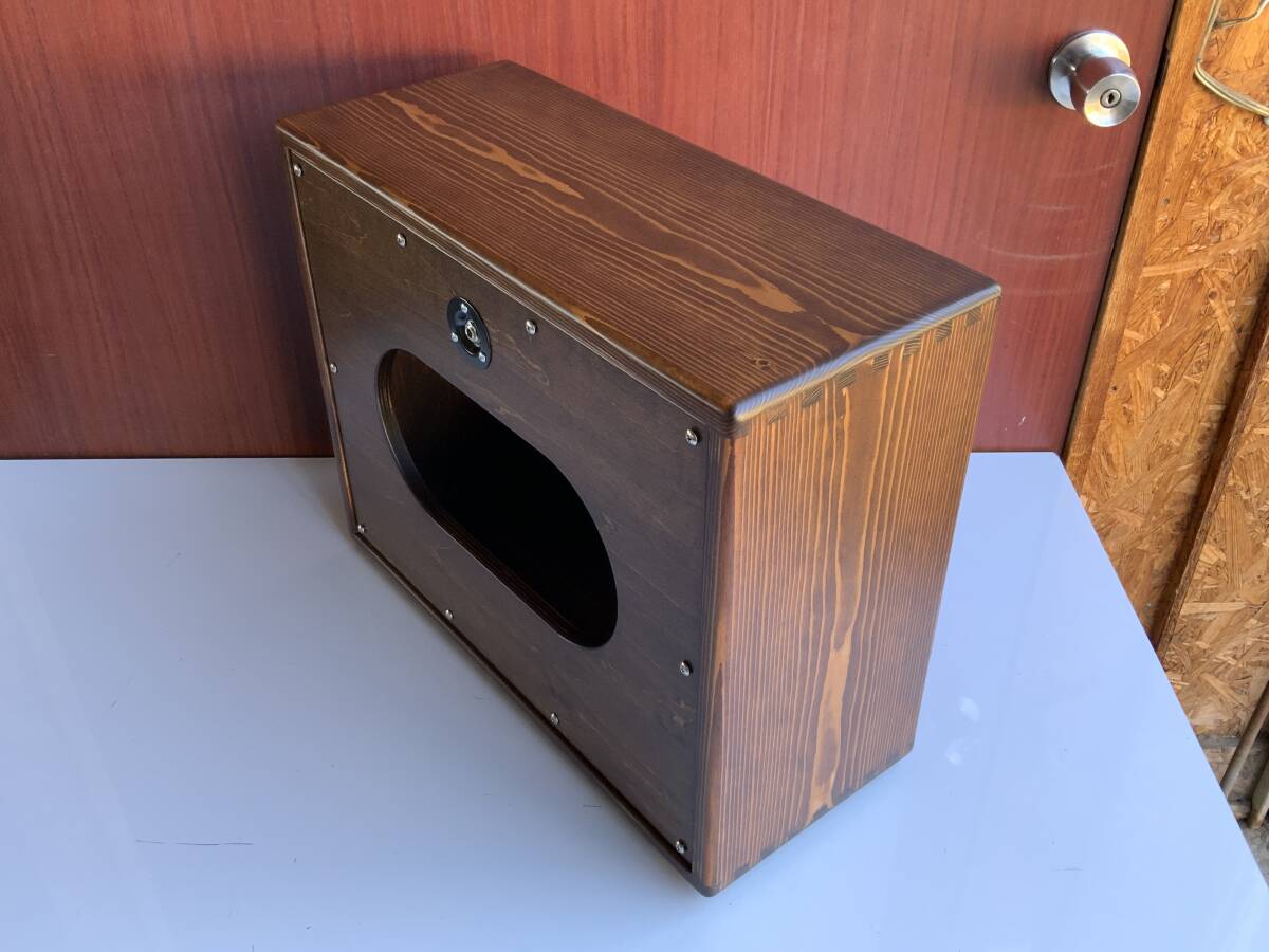 スピーカーキャビネット　１２インチオーバルバック仕様　自作品　チーク色　薄型D214_7